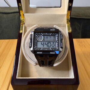 Synoke Oversized Rectangular Digital Sport Chronograph Watch, 52mm